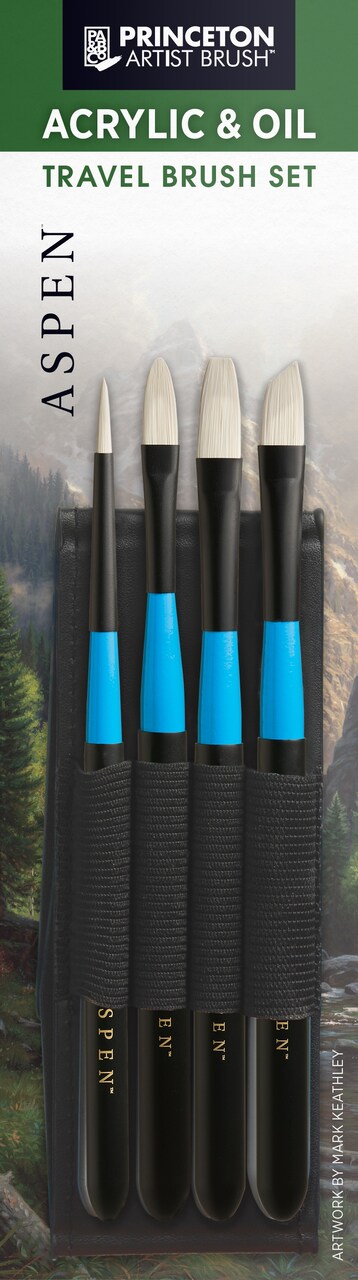 Princeton Series 6500 Aspen Synthetic Brush-Long Handle Travel Set 4PC